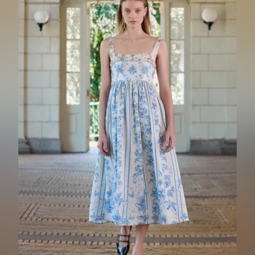Agua By Agua Bendita Barbara Midi Dress in Bougainvillea - Picture 1 of 14
